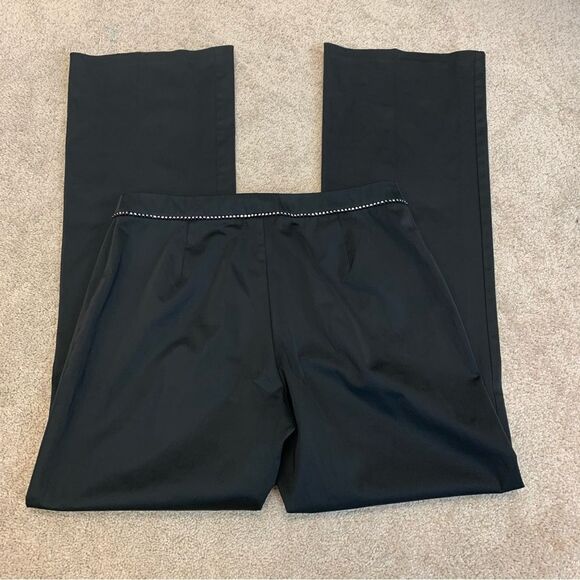 Jacob black satin effect rhinestone trim waist dress pants trousers Sz9/10 - Picture 2 of 10